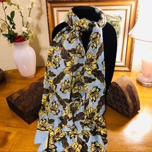 Long Blue & Yellow Floral Scarf